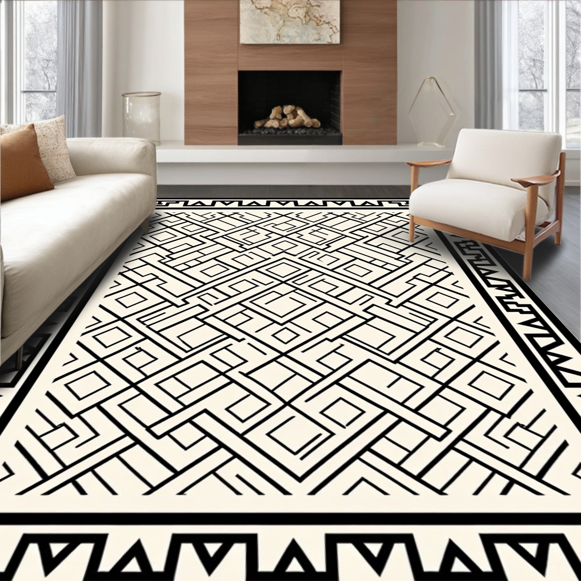 Geometric Maze Pattern Rug