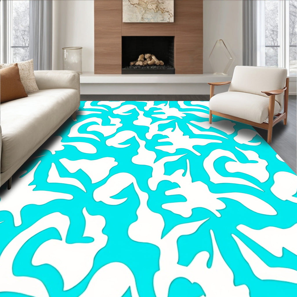 Organic Abstract White Shapes Rug
