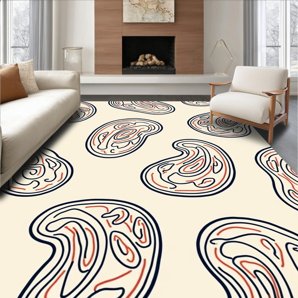 Abstract Organic Line Art Rug