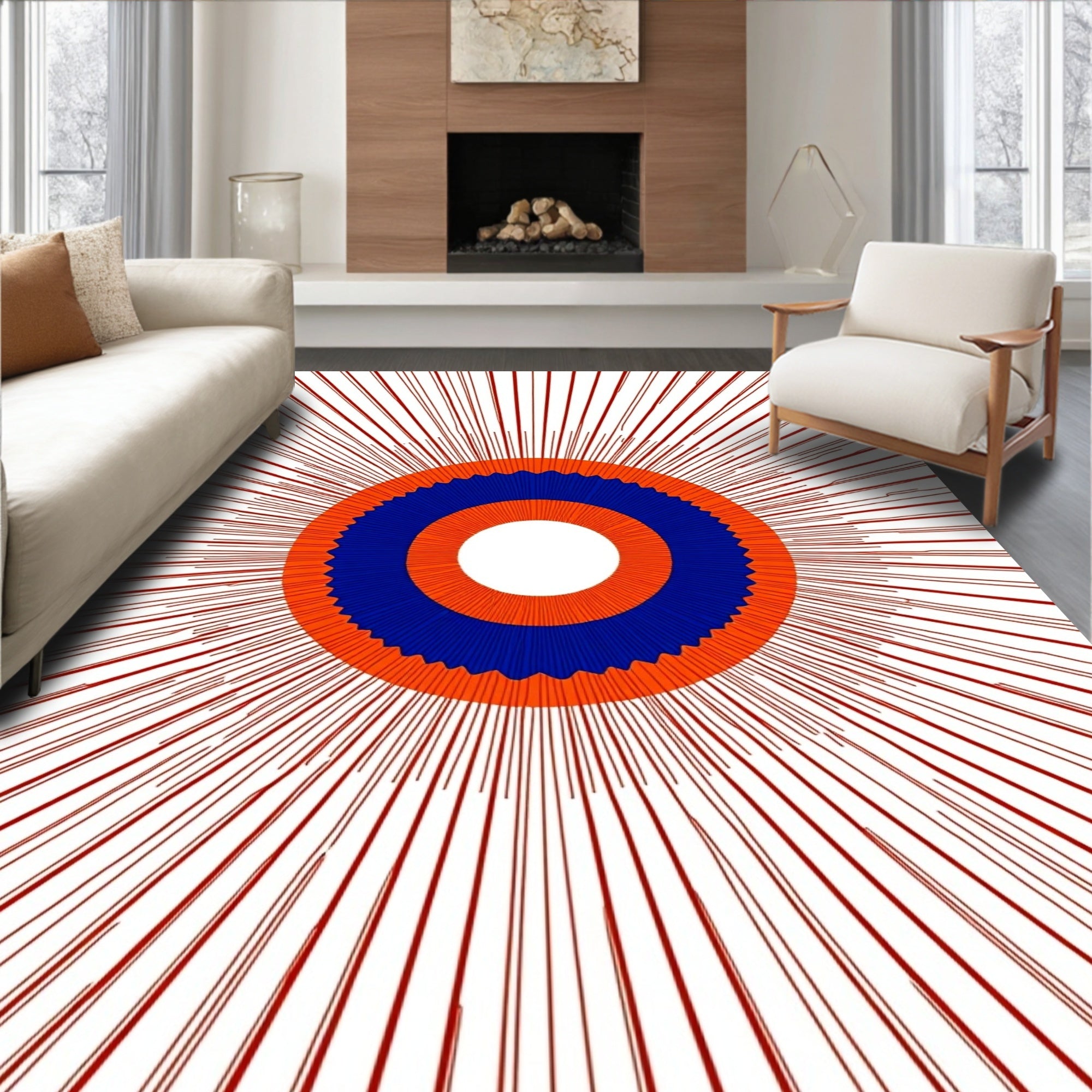 Concentric Sunburst Design Rug