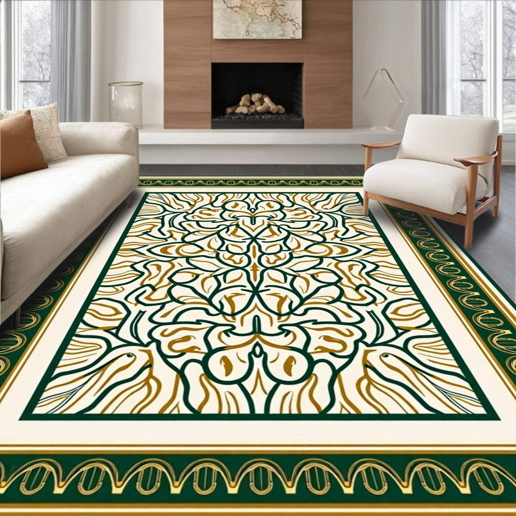 Symmetrical Floral Art Deco Design Rug