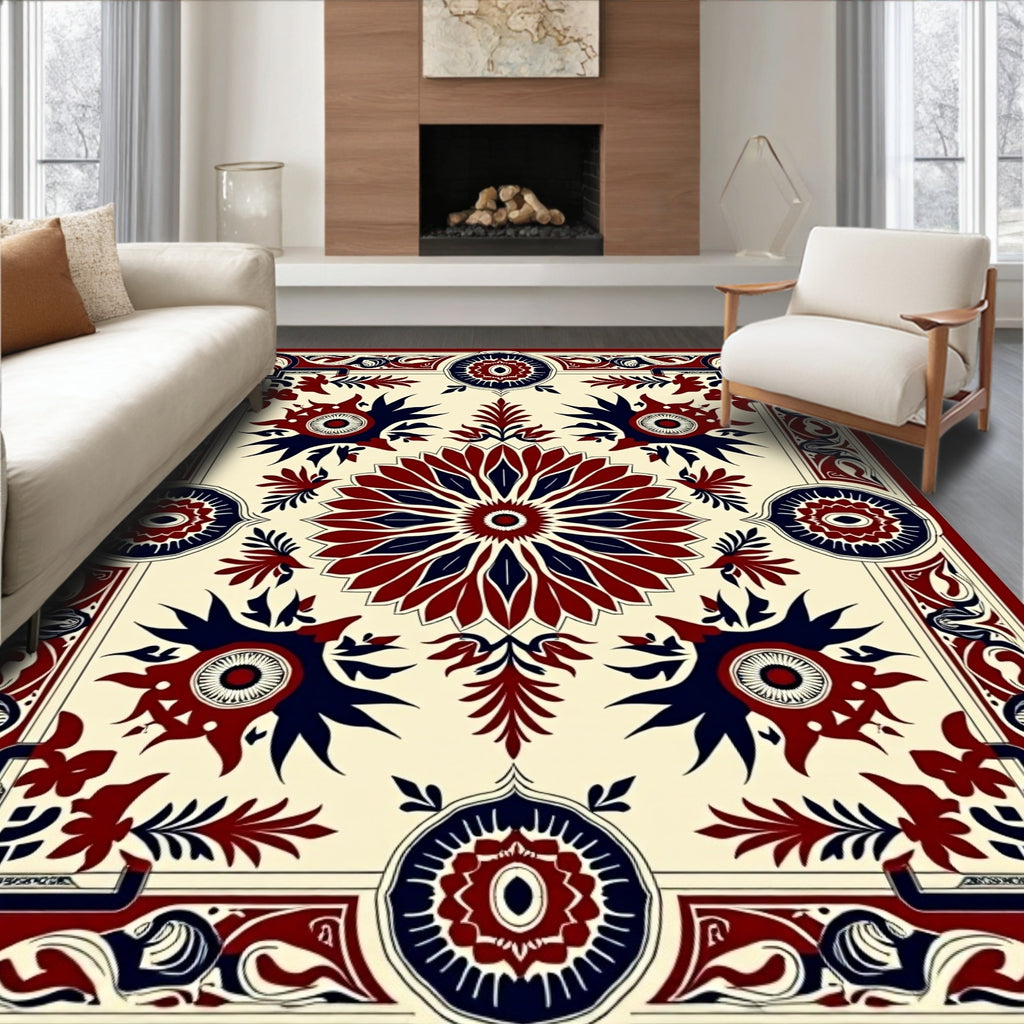 Intricate Floral And Geometric Medallion Design Rug