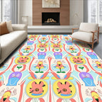 Playful Whimsical Floral Pattern Rug