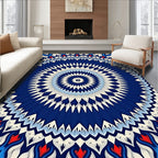 Intricate Blue Floral Mandala Design Rug