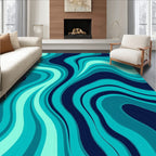 Abstract Aqua Turquoise Swirls Rug
