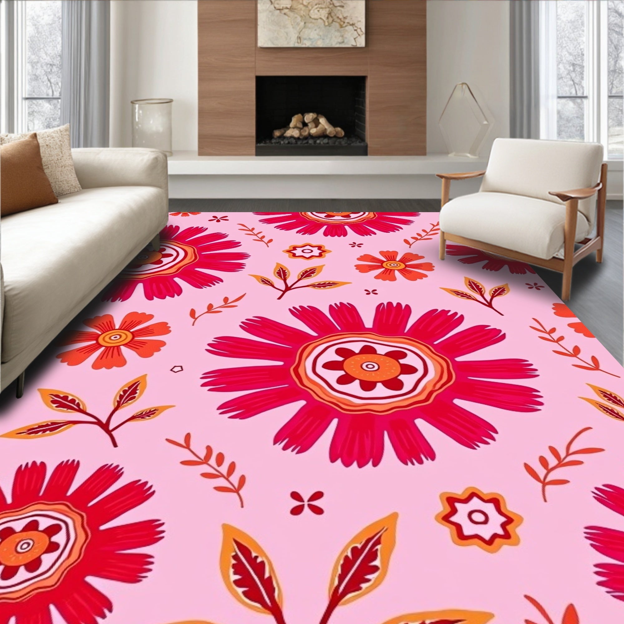 Vibrant Fiesta Floral Pattern Rug