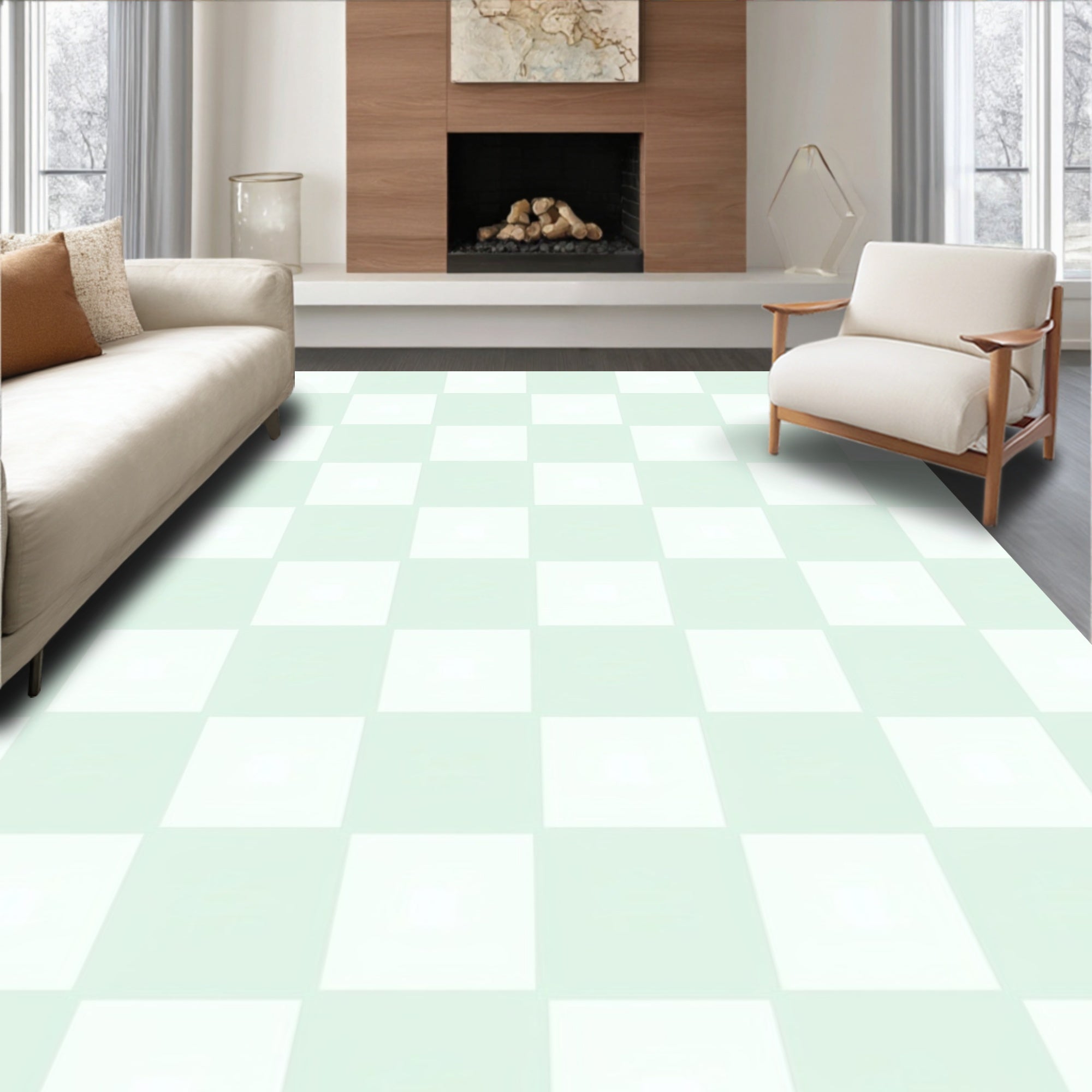 Soft Checkered Pattern Rug