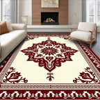 Ornate Floral Medallion Border Design Rug