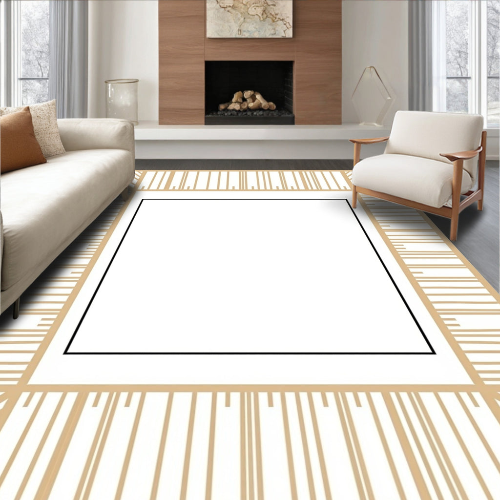 Minimalist Striped Geometric Frame Design Rug