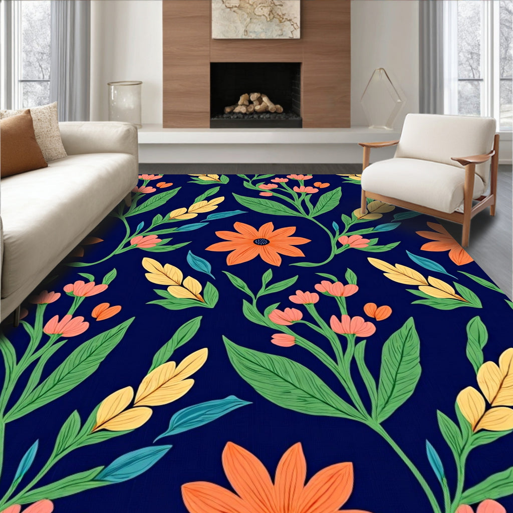 Vibrant Floral Pattern Rug