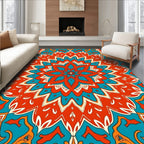 Vibrant Sunburst Medallion Pattern Rug