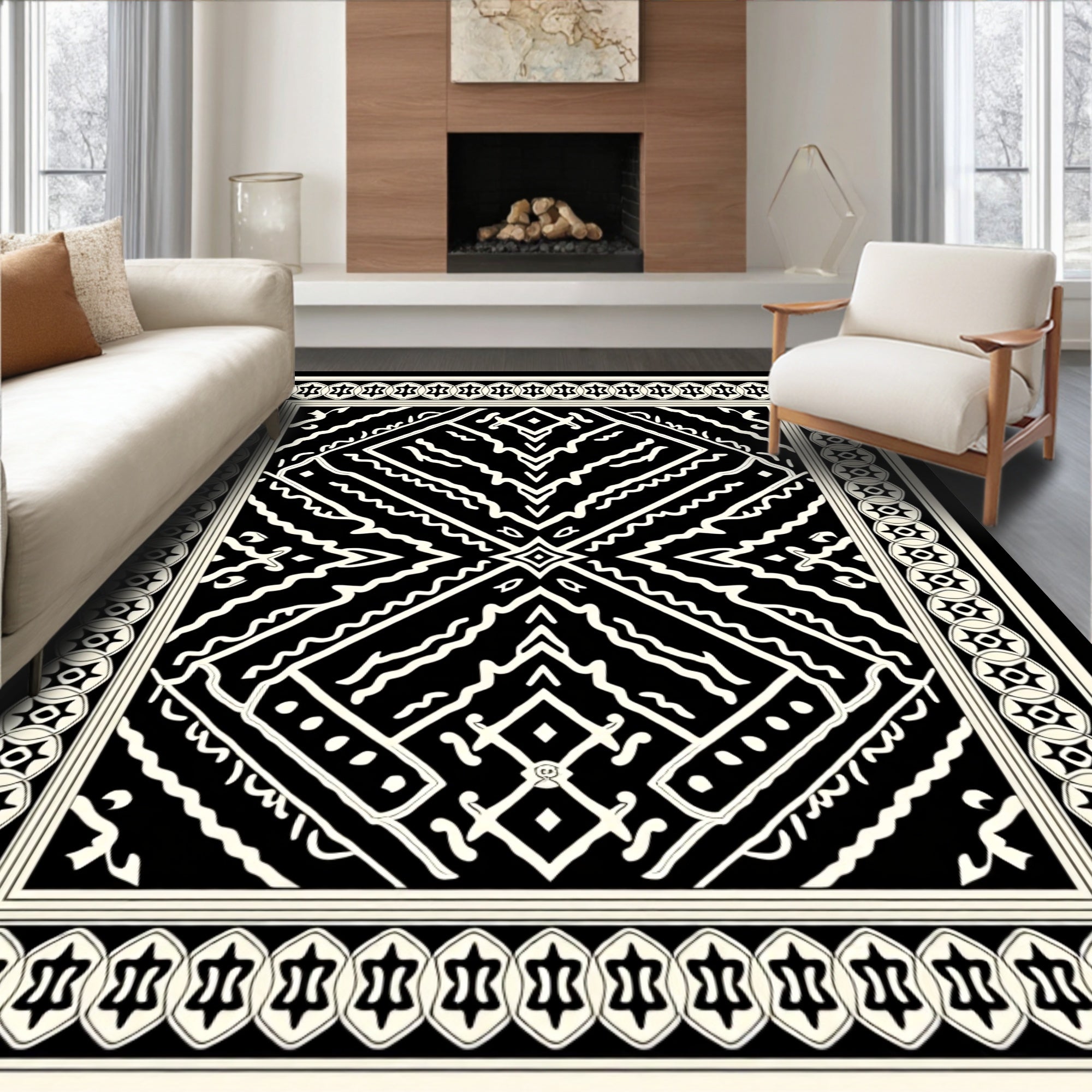 Bold Geometric Abstract Graphic Pattern Rug