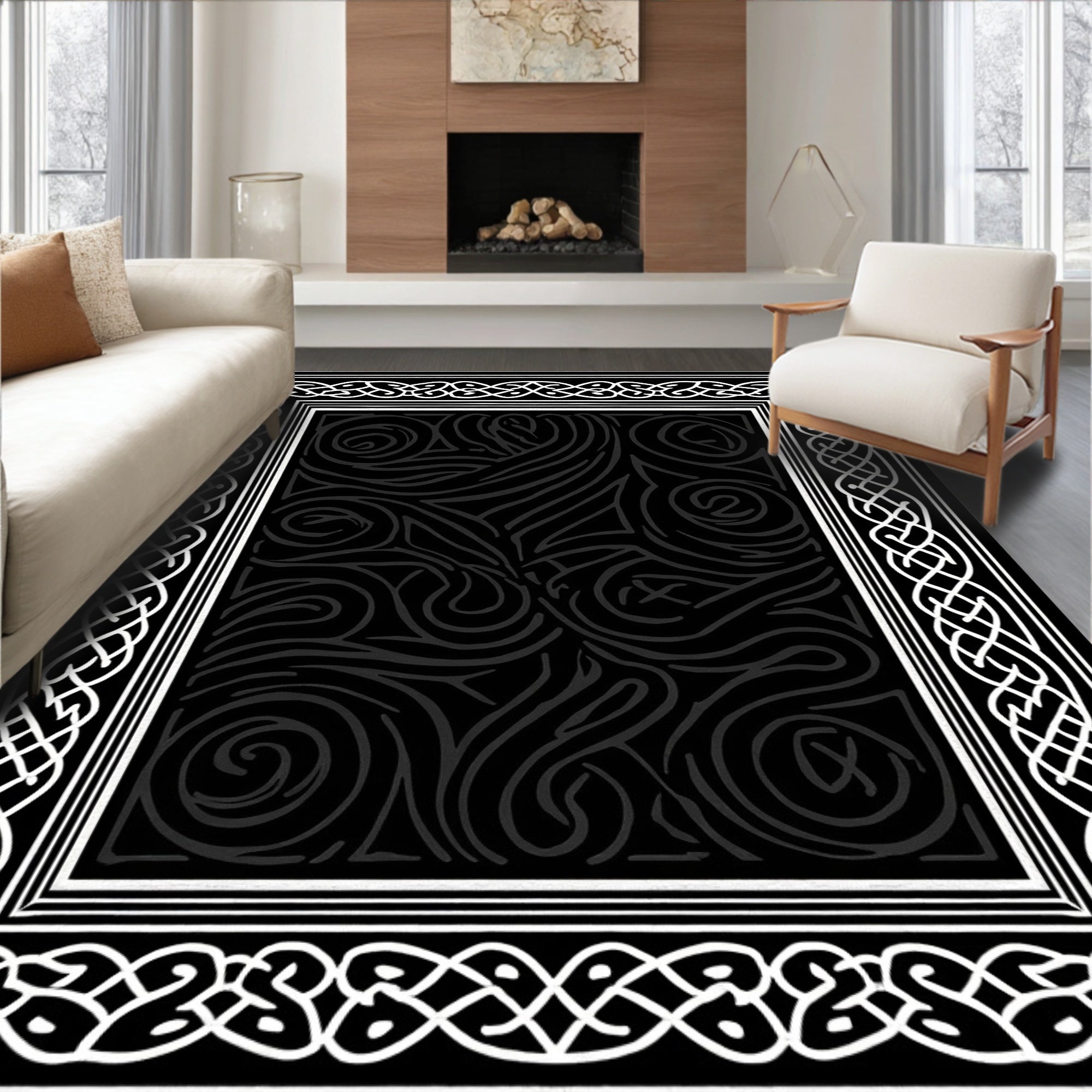 Celtic Knotwork Swirl Pattern Rug