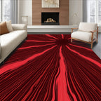 Radial Red Line Art Design Rug