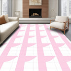 Pastel Pink Minimal 3D Grid Rug