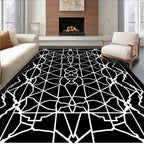 Symmetrical White Geometric Lattice Rug