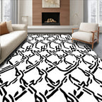 Black White Dynamic Interlocking Pattern Rug