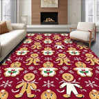 Festive Gingerbread Snowflakes Christmas Rug