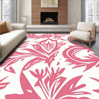Bold Pink Floral Art Nouveau Pattern Rug