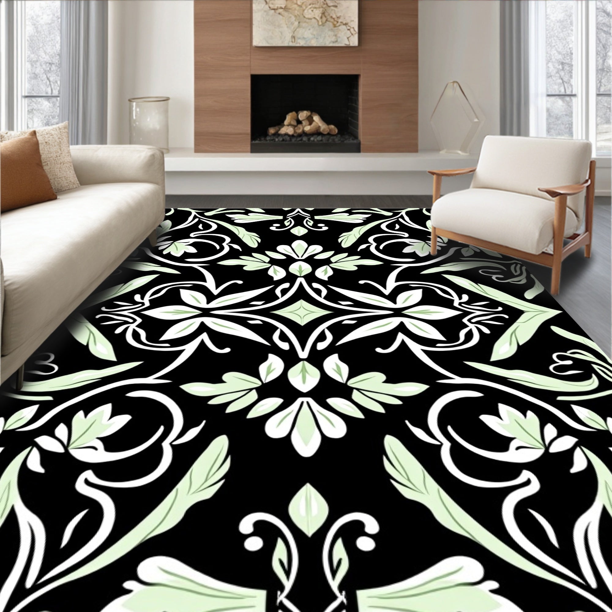 Art Nouveau Floral Pattern Rug