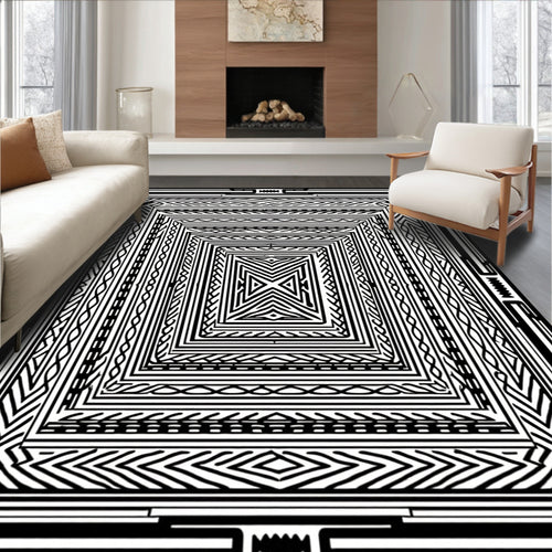 Abstract Geometric Square Pattern Rug