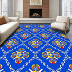 Grand Blue Floral Lattice Rug