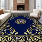 Ornate Yellow Floral Star Border Rug