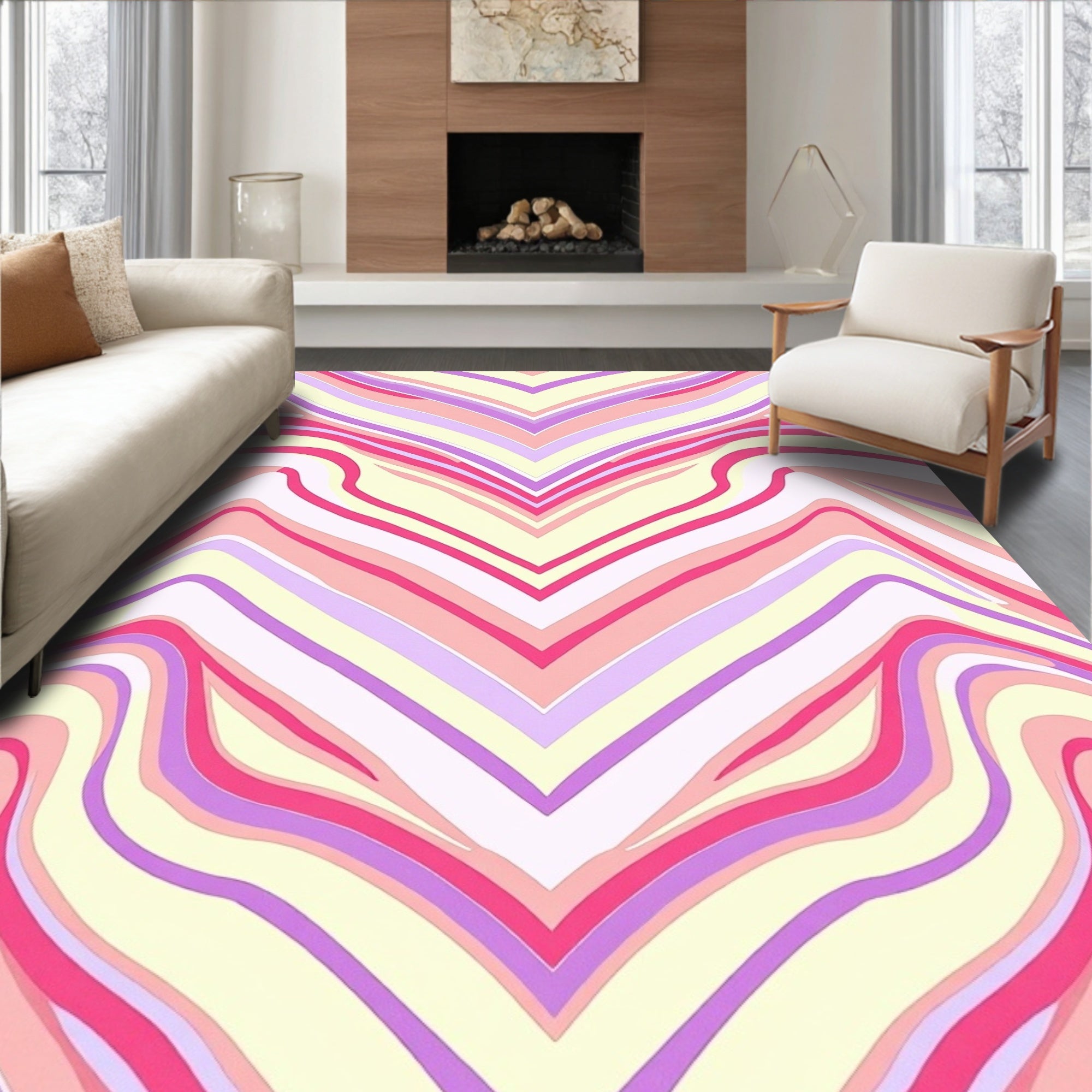 Pastel Wavy Chevron Pattern Rug