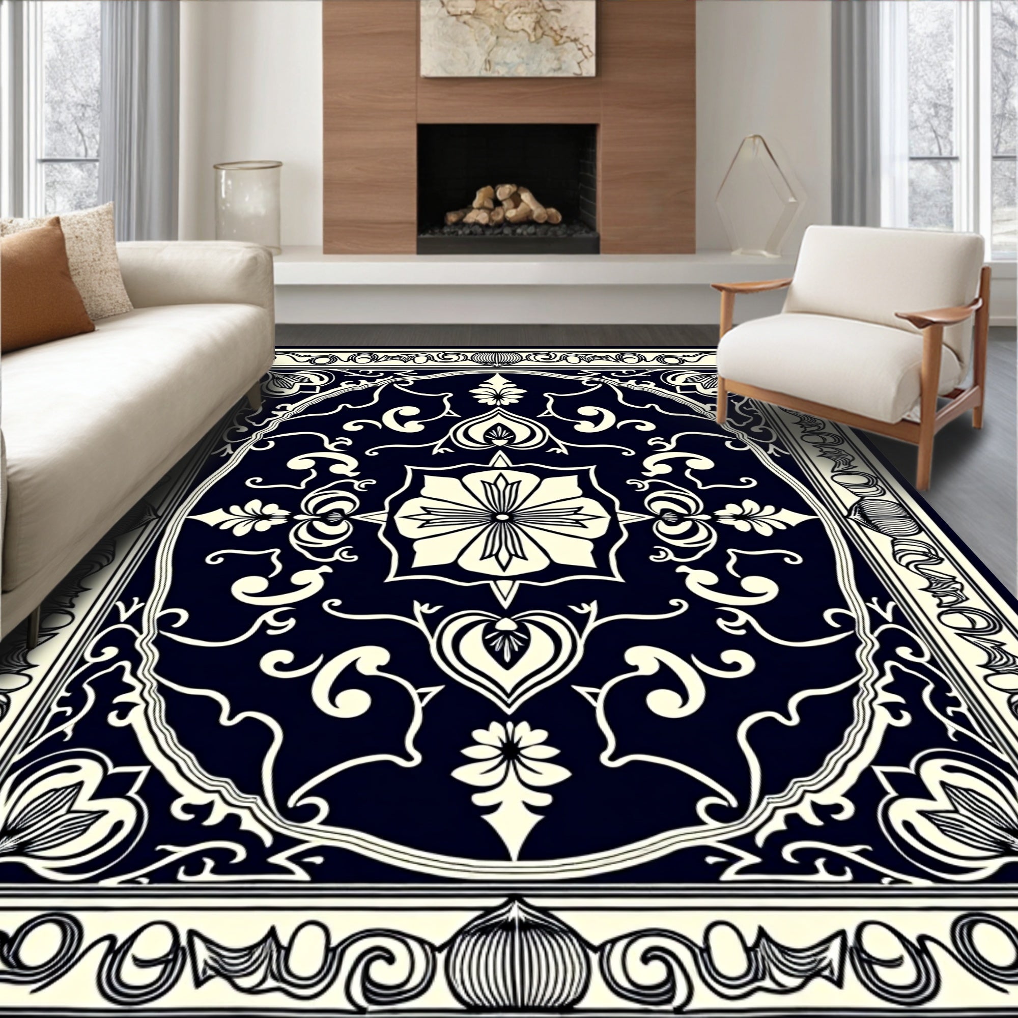 Damask Floral Classic Style Rug
