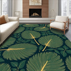 Emerald Green Tropical Leaves Rug
