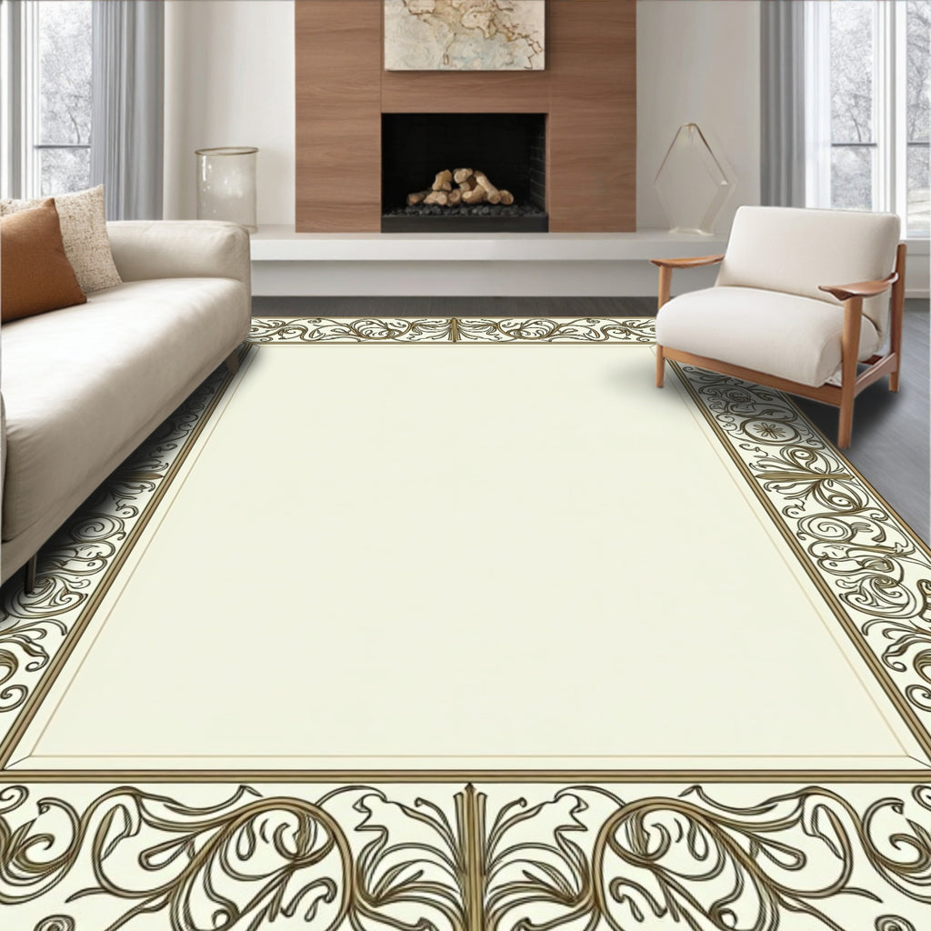 Ornate Floral Border Rug