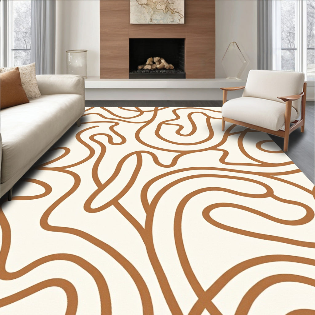 Abstract Swirl Line Style Rug