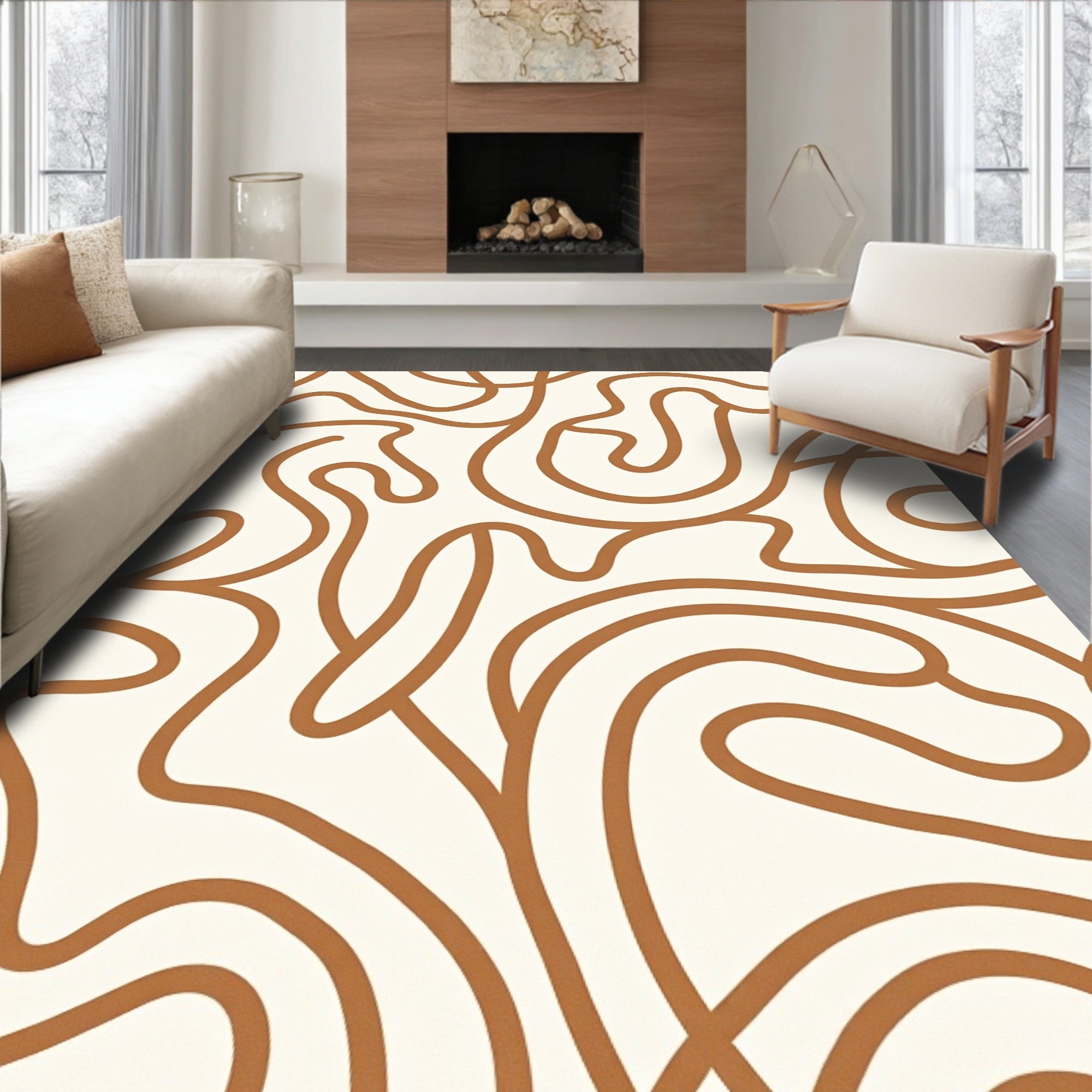 Abstract Swirl Line Style Rug