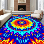 Psychedelic Floral Sunburst Pattern Rug