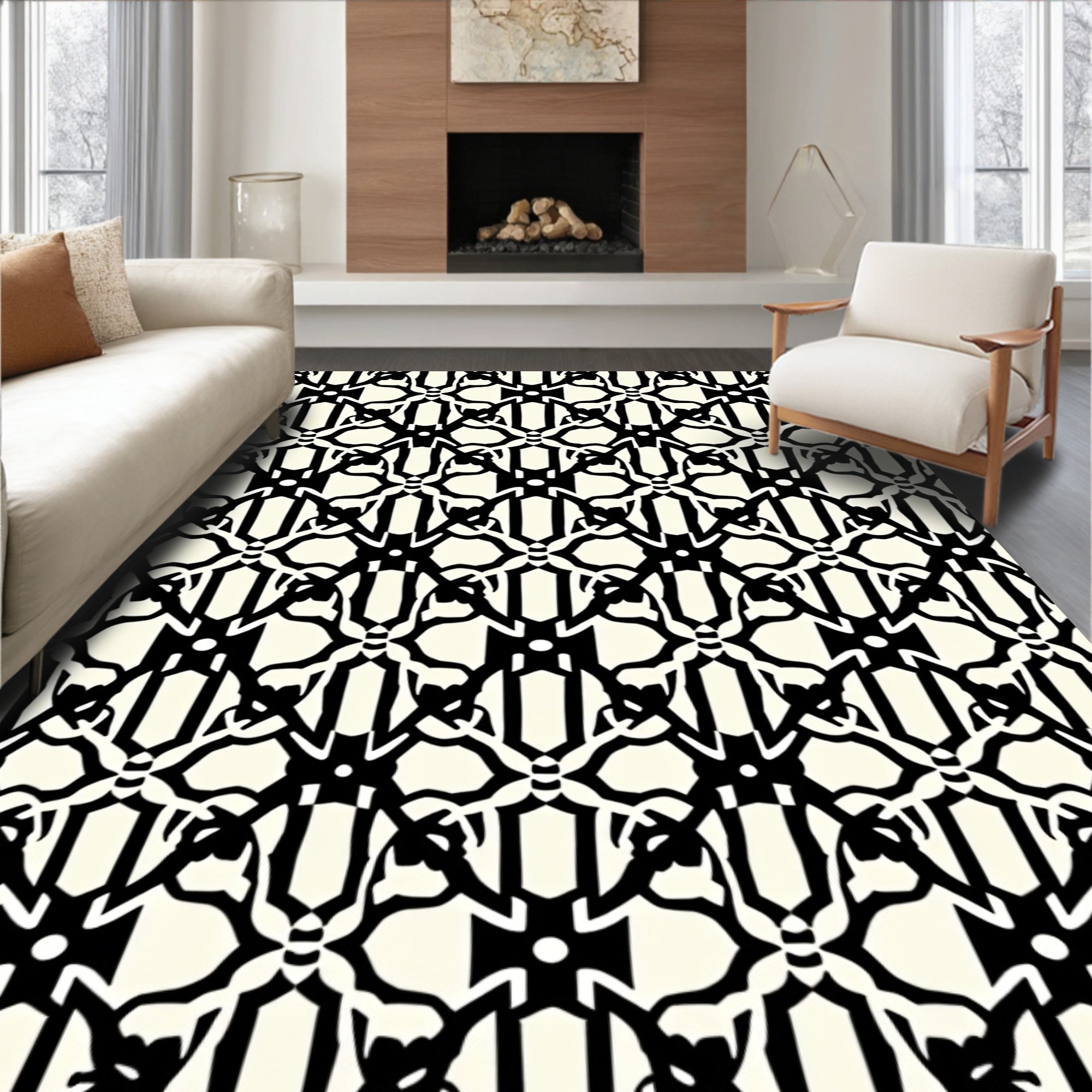 Monochromatic Lattice Pattern Design Rug