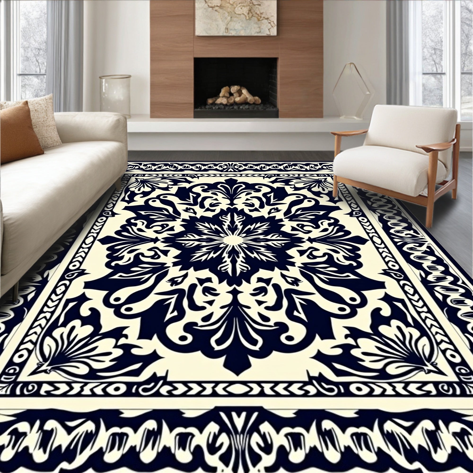 Ornate Bold Filigree Pattern Rug