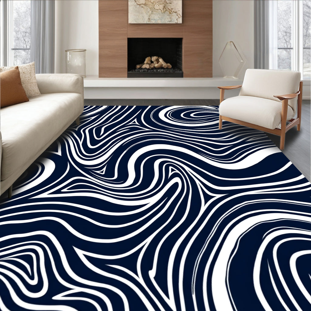 Abstract Swirls Waves Pattern Rug