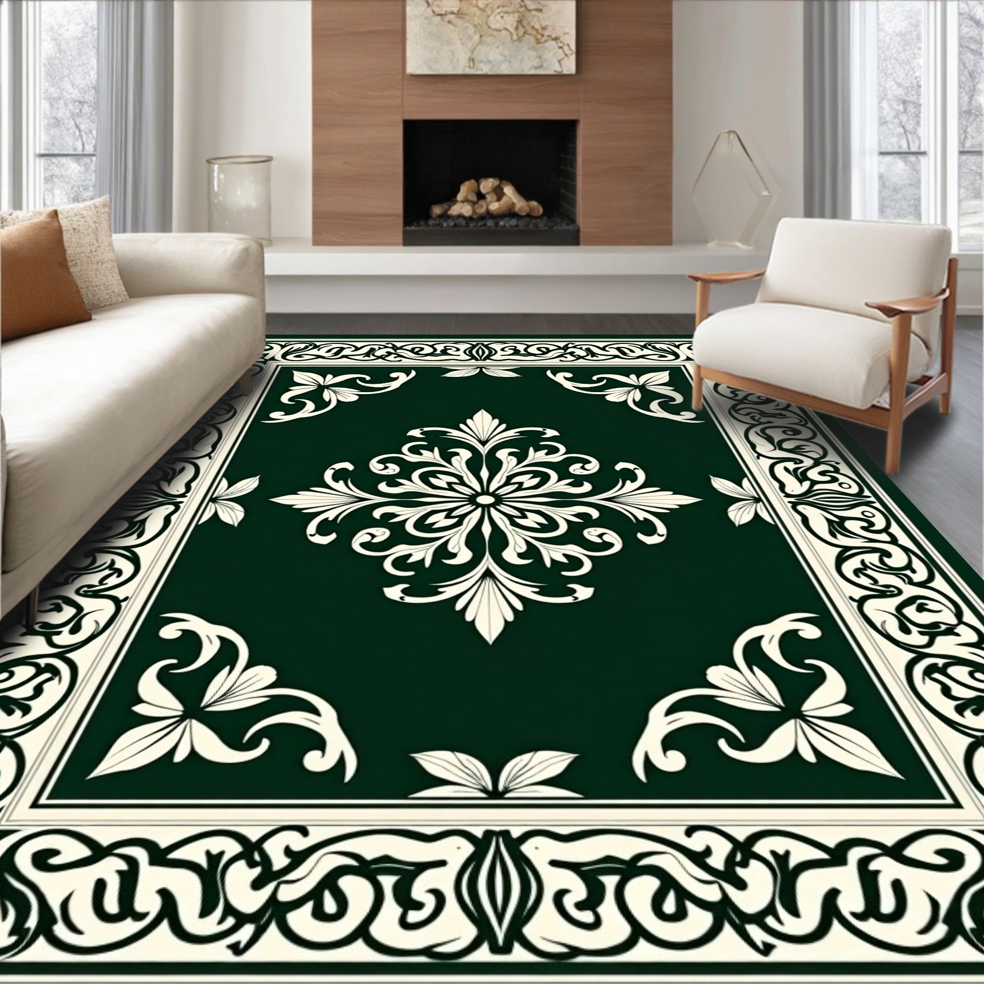 Classic Floral Scrollwork Intricate Design Rug