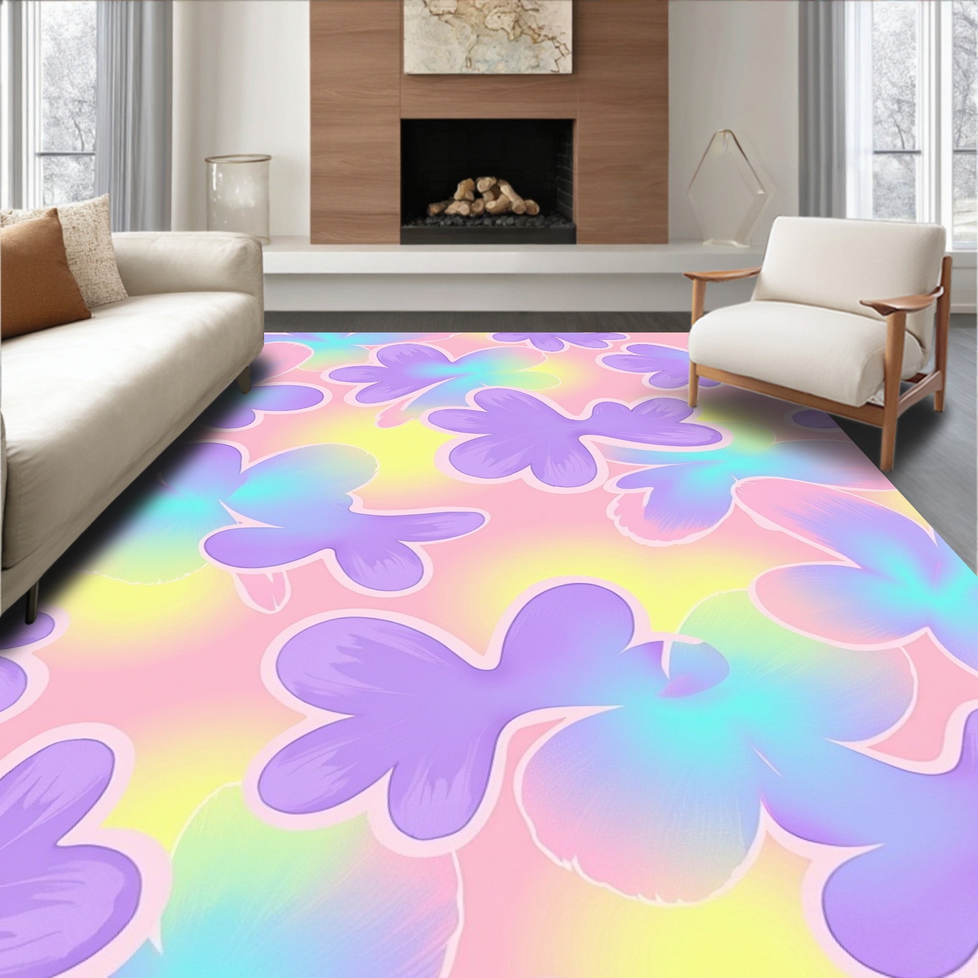 Pastel Floral Gradient Pattern Rug