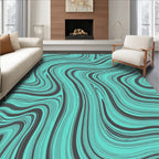 Aqua And Charcoal Swirl Pattern Rug