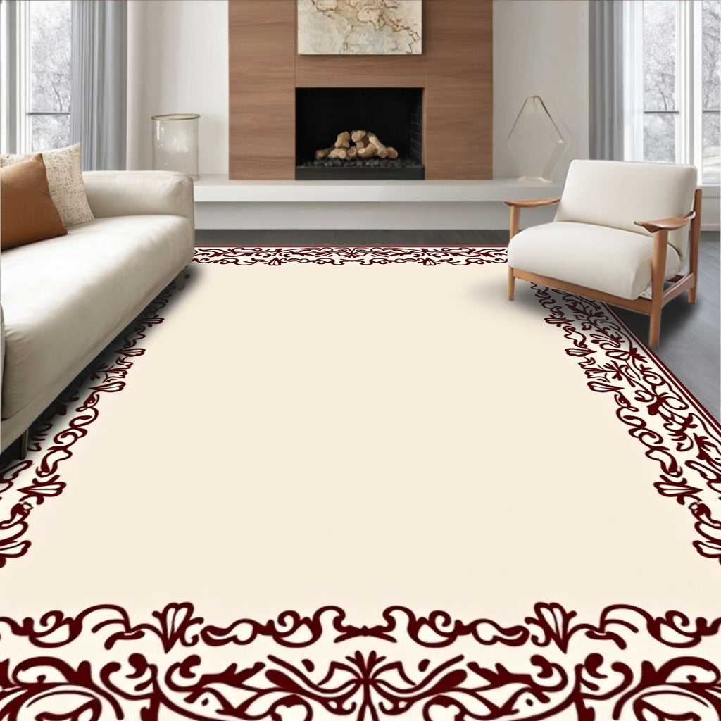 Elegant Floral Border Design Rug
