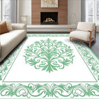 Green Floral Scrollwork Vintage Pattern Rug