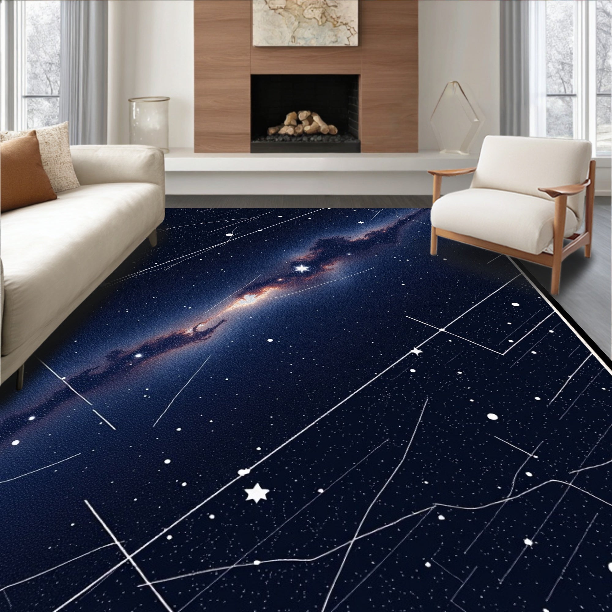 Nebula Starry Night Celestial Design Rug