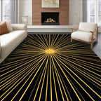 Radiant Sunburst Yellow Black Design Rug
