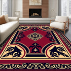 Intricate Floral Motif Red Gold Rug