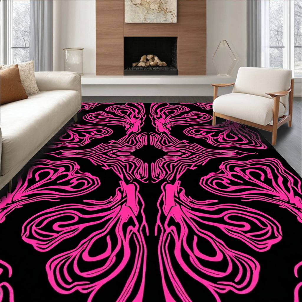 Vivid Pink Swirl Abstract Art Rug