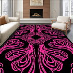 Vivid Pink Swirl Abstract Art Rug