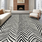 Bold Black White Chevron Stripe Rug