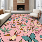 Whimsical Butterflies and Botanical Vines Design Rug