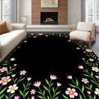 Pink Floral Vine Border Rug
